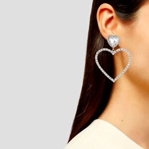 Kenneth Jay Lane Crystal Heart Drop Earrings 🩶
